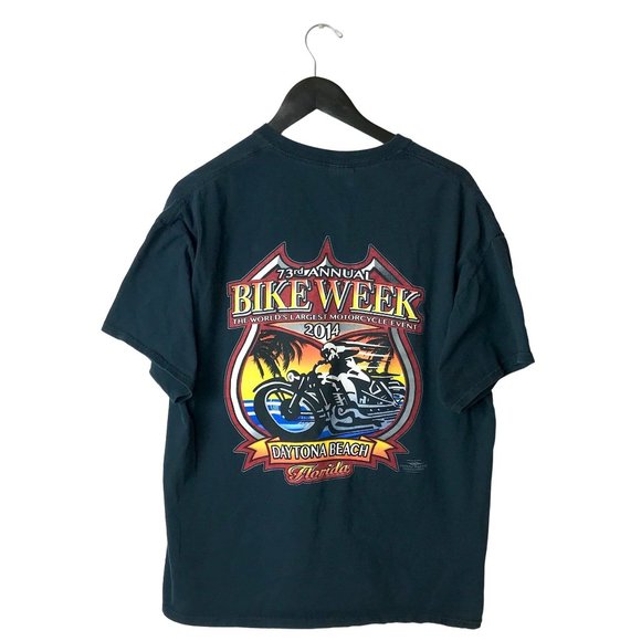 2014 73rd Annual Bike Week Dayton Beach Florida T Shirt Adult Black XL Solid - Picture 3 of 16